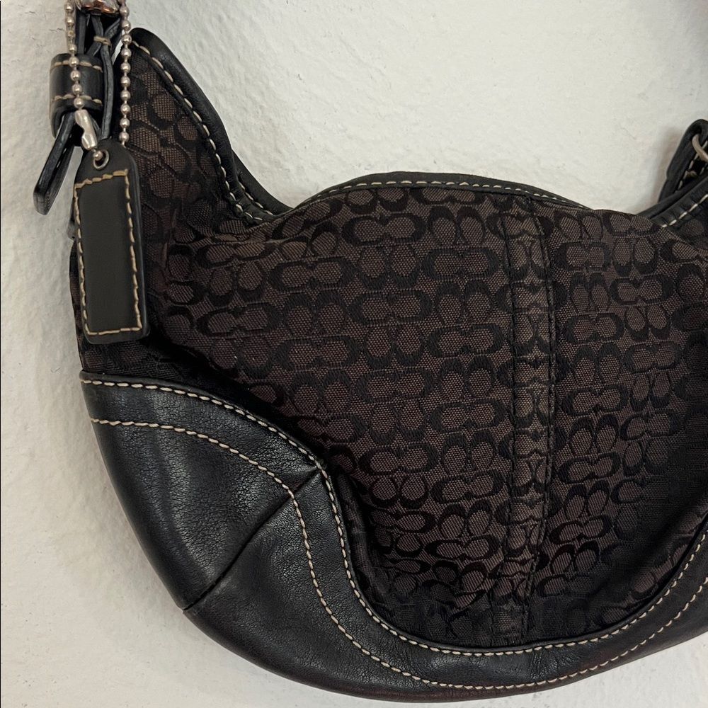 Coach Vintage Black Mini Hobo Soho Signature Canvas Shoulder Bag Y2K 90s Retro - Picture 3 of 15